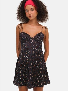 For Love and Lemons Adira Mini Dress NWT Black Floral Print Sleeveless XS